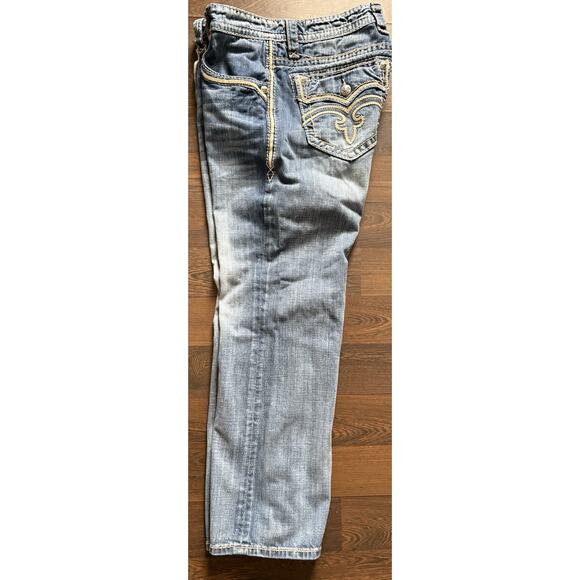 Men's Rock Revival Joshua Relaxed Fit Straight Denim Blue Jeans Sz 36X 30 - Picture 4 of 16